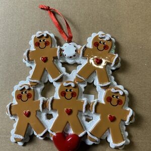 Christmas Holiday Ornament Gingerbread Family Of Five Can Be Personalized New